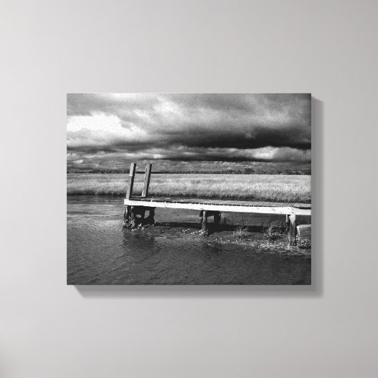 Zwart-wit Vist dok Storm Canvas afdrukken (Voorkant)