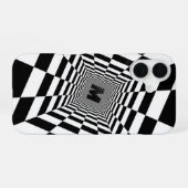 Zwart-wit visuele illusie, monogram of initiaal iPhone 16 hoesje (Achterkant horizontaal)