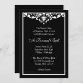 Zwart-wit Vlaanvormig Prom Dance Ball Kaart (Voorkant / Achterkant)
