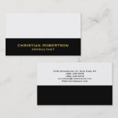 Zwart wit vlak modern consultant Visitekaartje (Voorkant / Achterkant)