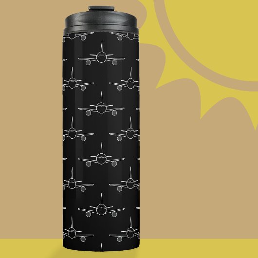 Zwart & Wit Vlak Patroon Thermische Tumbler Thermosbeker