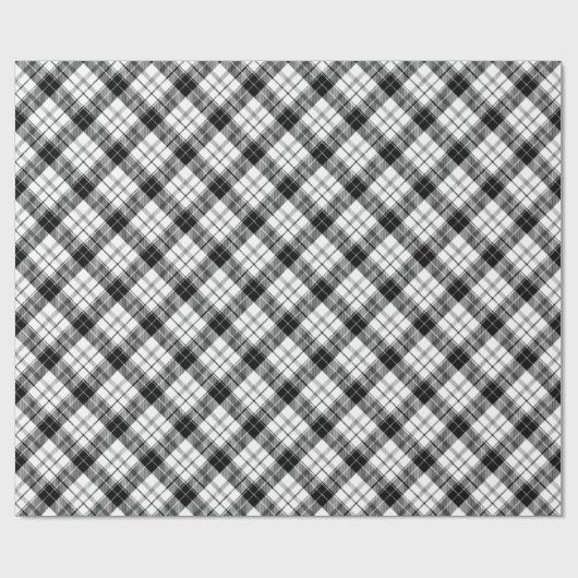  zwart, wit, vlakke plaat diagonaal patroon cadeaupapier (Vlak)
