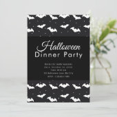 Zwart-wit vleermuizen Halloween Diner Party Kaart (Staand voorkant)