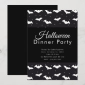 Zwart-wit vleermuizen Halloween Diner Party Kaart (Voorkant / Achterkant)