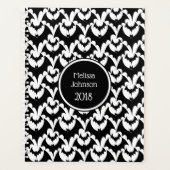 Zwart-wit vleermuizen horrorpatroon naam personali planner (Voorkant)