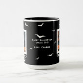 Zwart-wit vleermuizen Lijst foto Halloween Mok (Midden)