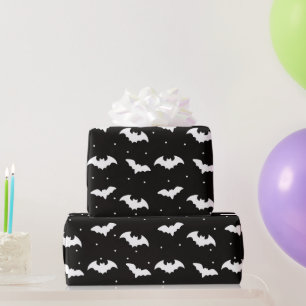 Zwart-wit vleermuizen zwart Halloween Cadeaupapier