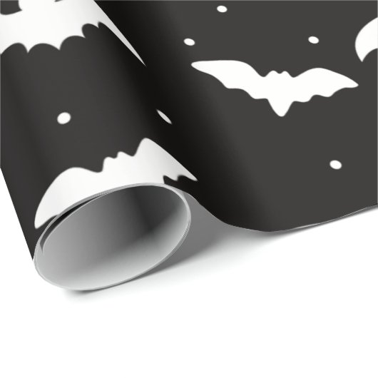 Zwart-wit vleermuizen zwart Halloween Cadeaupapier (Rol Hoek)