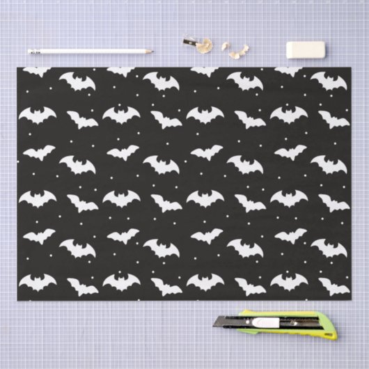 Zwart-wit vleermuizen zwart Halloween Tissuepapier (Craft)