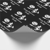 Zwart-wit Vliegend Halloween Heksensilhouet Cadeaupapier (Hoek)