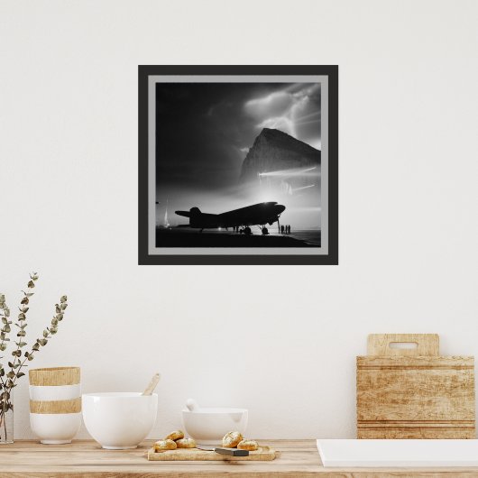 Zwart-wit vliegtuig poster (Keuken)