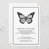Zwart-Wit | Vlinder | Bruiloft Kaart (Voorkant / Achterkant)