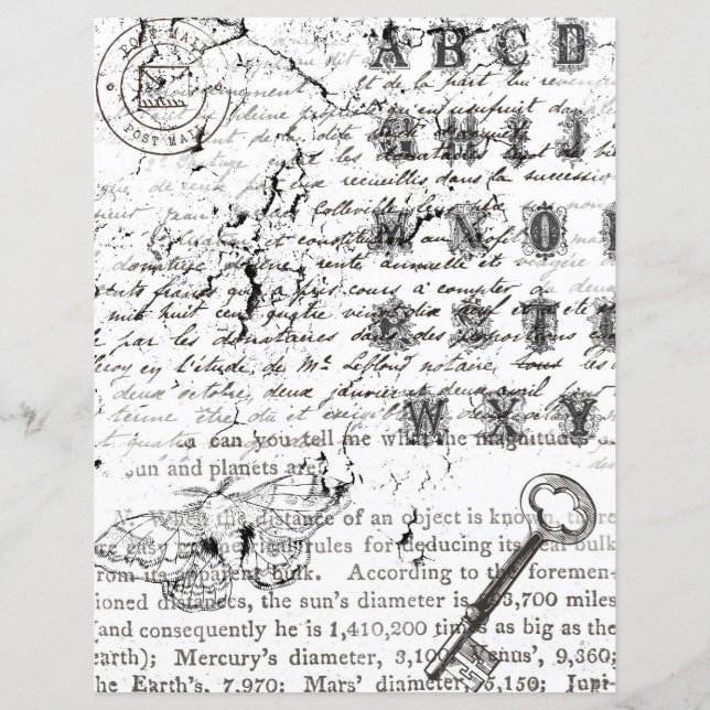 Zwart & Wit Vlinder Collage Schrijfboek Papier (Voorkant)