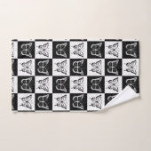 Zwart wit vlinder geruite blokprint bad handdoek (Handdoek)