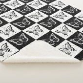 Zwart wit vlinder geruite blokprint sherpa deken (3/4)