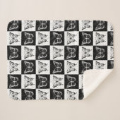 Zwart wit vlinder geruite blokprint sherpa deken (Voorkant (horizontaal))