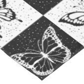 Zwart wit vlinder geruite blokprint tafelkleed (Gekanteld)