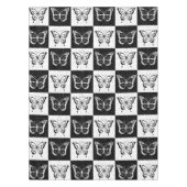 Zwart wit vlinder geruite blokprint tafelkleed (Voorkant)