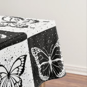 Zwart wit vlinder geruite blokprint tafelkleed (Voorbeeld)