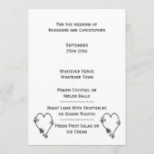 Zwart-wit vlinder hart bruiloft diner menu (Achterkant)