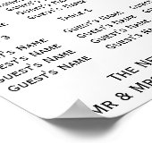 Zwart-wit Vlinder Hart Bruiloft Zitplaatsen Poster (Hoek)