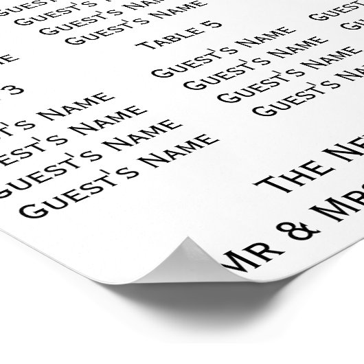 Zwart-wit Vlinder Hart Bruiloft Zitplaatsen Poster (Hoek)