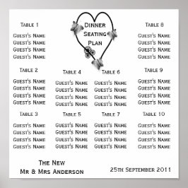 Zwart-wit Vlinder Hart Bruiloft Zitplaatsen Poster