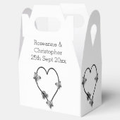 Zwart-wit vlinder hart ontwerp bruiloft bedankdoosjes (Geopend)