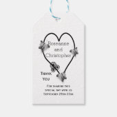 Zwart-wit vlinder hart ontwerp bruiloft cadeaulabel (Voorkant)