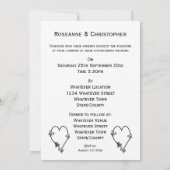 Zwart-wit vlinder hart ontwerp bruiloft kaart (Achterkant)