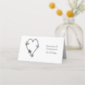 Zwart-wit vlinder hart ontwerp bruiloft plaatskaartje (Achterkant)