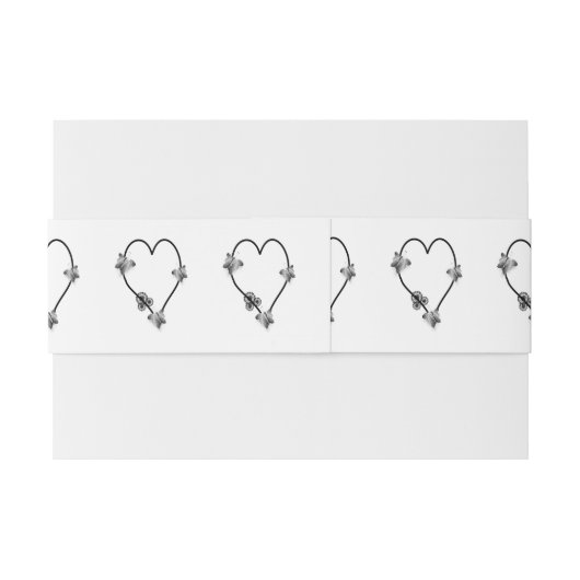 Zwart-wit vlinder hart ontwerp bruiloft uitnodigingen wikkel (Achterkant Voorbeeld)