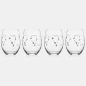 Zwart-wit vlinder hart ontwerp bruiloft wijnglas zonder voet (Voorkant)