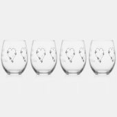 Zwart-wit vlinder hart ontwerp bruiloft wijnglas zonder voet (Achterkant)