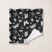 Zwart wit vlinder illustratie patroon ontwerp bad handdoek (Wasdoekje)