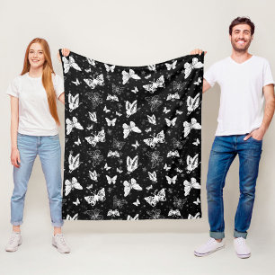 Zwart wit vlinder illustratie patroon ontwerp fleece deken
