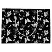 Zwart wit vlinder illustratie patroon ontwerp groot cadeauzakje (Achterkant)