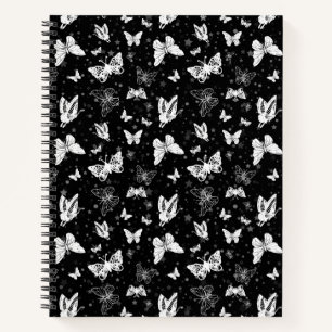 Zwart wit vlinder illustratie patroon ontwerp notitieboek