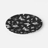Zwart wit vlinder illustratie patroon ontwerp papieren bordje (Gekanteld)