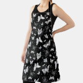 Zwart wit vlinder illustratie patroon ontwerp schort (Insitu)