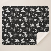 Zwart wit vlinder illustratie patroon ontwerp sherpa deken (Voorkant (horizontaal))