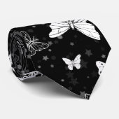 Zwart wit vlinder illustratie patroon ontwerp stropdas (Opgerold)
