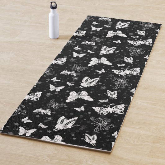 Zwart wit vlinder illustratie patroon ontwerp yogamat