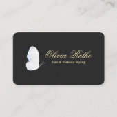 Zwart Wit Vlinder Make-up en Hair Stylist Visitekaartje (Voorkant)