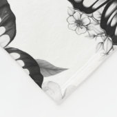 Zwart wit vlinder patroon fleece deken (Hoek)