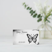  zwart & wit vlinder Tattoo artiest Visitekaartje (Staand voorkant)