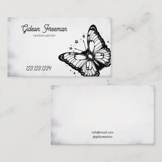  Zwart & Wit Vlinder Tattoo Shop Visitekaartje (Voorkant / Achterkant)