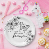 Zwart-wit Vlinder Tuin Papier Borden Papieren Bordje (Feest)