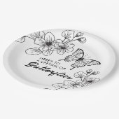 Zwart-wit Vlinder Tuin Papier Borden Papieren Bordje (Gekanteld)