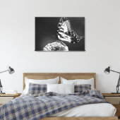 Zwart-wit vlinderdoek canvas afdruk (Insitu (Slaapkamer))